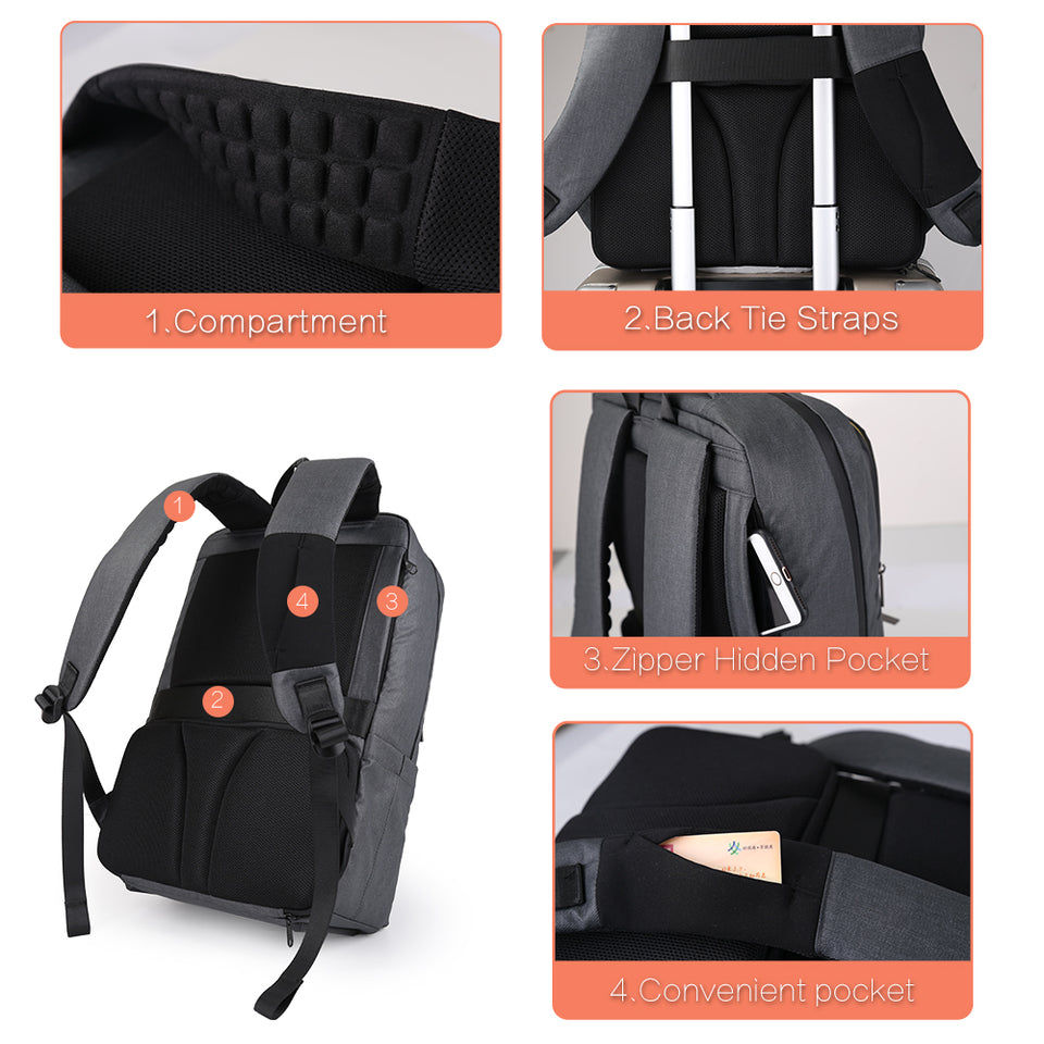 Ergonomic design business backpack with key chain holder