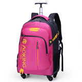 Durable rolling backpack with rust resistance metallic handle